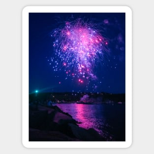 Fireworks and Reflections in the harbor Sticker